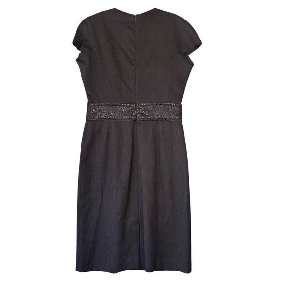 Etro Italy Brown Classic Sheath Dress Wool Floral Brocade Trim Waist Size 46/10 - Picture 5 of 12